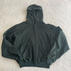 Skims Spruce Cotton Fleece Zip Up Hoodie - Size Small